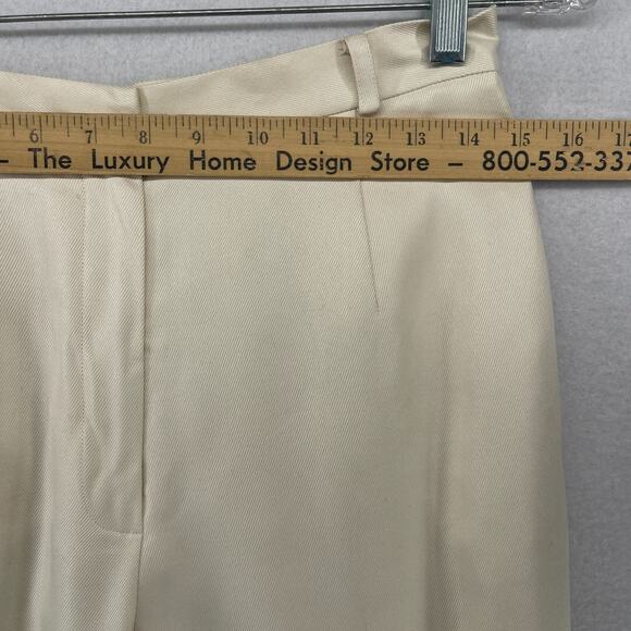 TALBOTS Pants 8P Petites Pure Silk Twill High Rise Dress Trousers Off White VTG - Picture 12 of 15